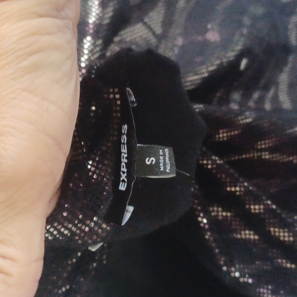 Express Purple/Black Zebra Vneck Tank, Medium, shimmer, nwt, sz S - Picture 5 of 8